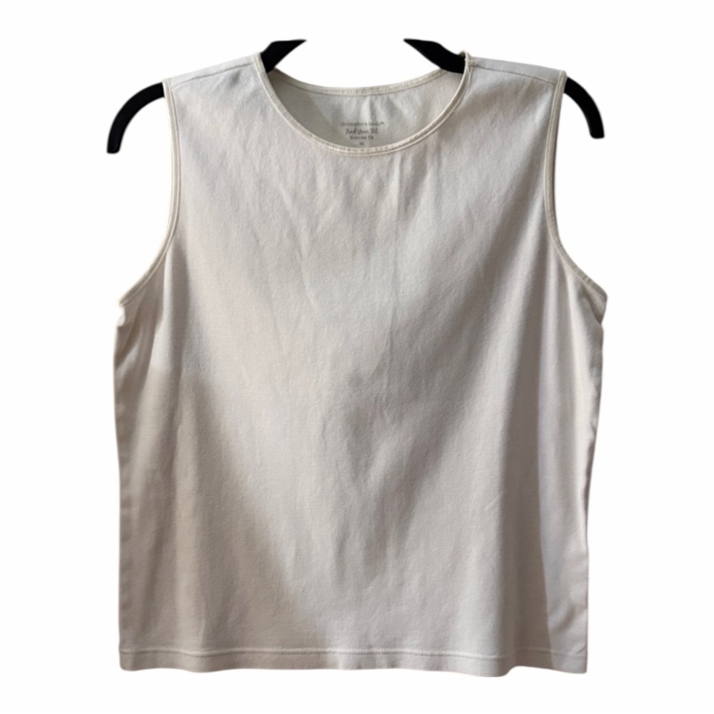 Christopher & Banks cream White Sleeveless Crewneck Tank